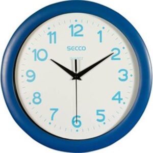 Gyártó: <span class='dk-excerpt-value'>SECCO</span> Falióra, 28,5 cm,  kék keretes, kék számokkal, SECCO "Sweep second"