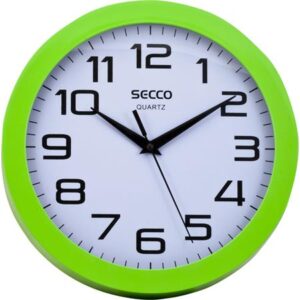 Gyártó: <span class='dk-excerpt-value'>SECCO</span> Falióra, 24,5 cm, zöld keretes, SECCO "Sweep second"