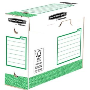 Archiválódoboz, extra erős, A4+, 100 mm, FELLOWES "Bankers Box Basic", zöld- fehér - Bécsi Irodaker
