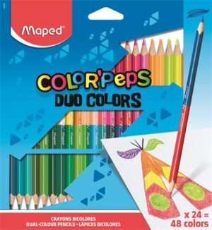 Gyártó: <span class='dk-excerpt-value'>MAPED</span>
Katalóguskód: <span class='dk-excerpt-value'>401C3</span>
Csomagolási egység: <span class='dk-excerpt-value'>24 db</span> Színes ceruza készlet, háromszögletű, kétvégű, MAPED "Color`Peps Duo", 48 különböző szín