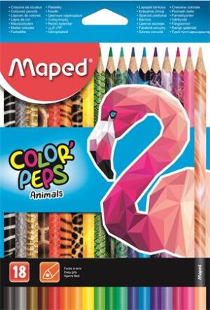 Gyártó: <span class='dk-excerpt-value'>MAPED</span>
Katalóguskód: <span class='dk-excerpt-value'>399D2</span>
Csomagolási egység: <span class='dk-excerpt-value'>18 db</span> Színes ceruza készlet, háromszögletű, MAPED "Color`Peps Animal", 18 különböző szín