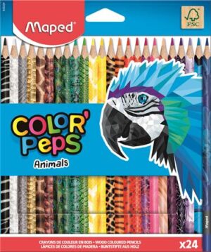 Gyártó: <span class='dk-excerpt-value'>MAPED</span>
Katalóguskód: <span class='dk-excerpt-value'>399D3</span>
Csomagolási egység: <span class='dk-excerpt-value'>24 db</span> Színes ceruza készlet, háromszögletű, MAPED "Color`Peps Animal", 24 különböző szín