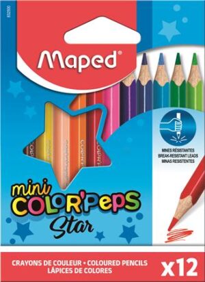 Gyártó: <span class='dk-excerpt-value'>MAPED</span>
Csomagolási egység: <span class='dk-excerpt-value'>12 db</span> Színes ceruza készlet, háromszögletű, MAPED "Color`Peps Star Mini", 12 különböző szín