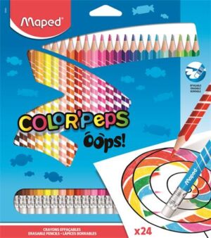 Gyártó: <span class='dk-excerpt-value'>MAPED</span>
Katalóguskód: <span class='dk-excerpt-value'>362F2</span>
Csomagolási egység: <span class='dk-excerpt-value'>24 db</span> Színes ceruza készlet, háromszögletű, radírozható, MAPED "Color`Peps Oops", 24 különböző szín