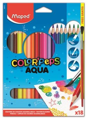 Gyártó: <span class='dk-excerpt-value'>MAPED</span>
Katalóguskód: <span class='dk-excerpt-value'>428B2</span>
Csomagolási egység: <span class='dk-excerpt-value'>18 db</span> Akvarell ceruza készlet, háromszögletű, ecsettel, MAPED "Color Peps", 18 különböző szín