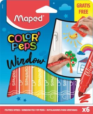 Gyártó: <span class='dk-excerpt-value'>MAPED</span>
Csomagolási egység: <span class='dk-excerpt-value'>6 db</span> Ablakfilc készlet, MAPED "Color`Peps", 6 különböző szín