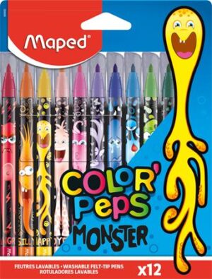 Gyártó: <span class='dk-excerpt-value'>MAPED</span>
Katalóguskód: <span class='dk-excerpt-value'>389G1</span>
Csomagolási egység: <span class='dk-excerpt-value'>12 db</span> Filctoll készlet, 2,8 mm, kimosható, MAPED "Color`Peps Monster" 12 különböző szín