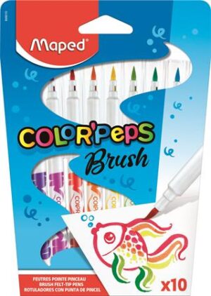 Gyártó: <span class='dk-excerpt-value'>MAPED</span> Filctoll készlet, kimosható, ecsetjellegű, MAPED "Color ’Peps Brush", 10 különböző szín