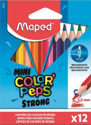 Gyártó: <span class='dk-excerpt-value'>MAPED</span>
Csomagolási egység: <span class='dk-excerpt-value'>12 db</span> Színes ceruza készlet, háromszögletű, MAPED "Mini Color`Peps Strong", 12 különböző szín