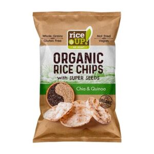 Barnarizs chips, 25 g, RICE UP "Bio", chia maggal és quinoával - Bécsi Irodaker