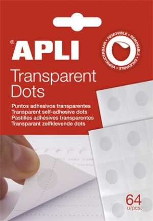 Ragasztókorong, eltávolítható, APLI "Transparent Dots", átlátszó - Bécsi Irodaker