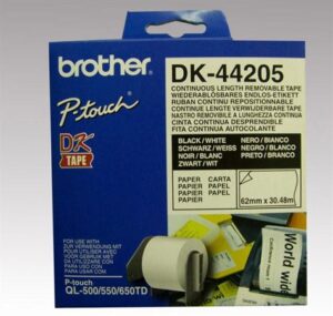Gyártó: <span class='dk-excerpt-value'>BROTHER</span> Papírszalag, eltávolítható, QL nyomtatóhoz, 62 mm x 30,48 m, BROTHER