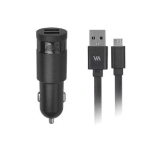 Autós töltő, 2 x USB, 3,4A, micro USB kábellel, RIVACASE "VA 4223 BD1", fekete - Bécsi Irodaker