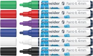 Gyártó: <span class='dk-excerpt-value'>SCHNEIDER</span> Katalóguskód: <span class='dk-excerpt-value'>398C4</span> Csomagolási egység: <span class='dk-excerpt-value'>6 db</span> Dekormarker készlet, akril, 4 mm, SCHNEIDER "Paint-It 320", 6 különböző szín