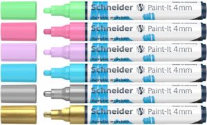 Gyártó: <span class='dk-excerpt-value'>SCHNEIDER</span>
Katalóguskód: <span class='dk-excerpt-value'>398C5</span>
Csomagolási egység: <span class='dk-excerpt-value'>6 db</span> Dekormarker készlet, akril, 4 mm, SCHNEIDER "Paint-It 320", 6 különböző szín