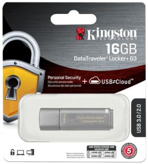 Gyártó: <span class='dk-excerpt-value'>KINGSTON</span> Pendrive, 16GB, USB 3.0, jelszavas védelem, KINGSTON " DataTraveler Locker+ G3", ezüst