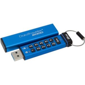 Pendrive, 8GB, USB 3.0, Keypad, KINGSTON "DT2000", kék - Bécsi Irodaker