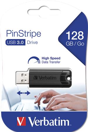 Pendrive, 128GB, USB 3.0, VERBATIM "Pinstripe", fekete - Bécsi Irodaker