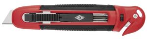 Gyártó: <span class='dk-excerpt-value'>WEDO</span> Univerzális kés, 18 mm, fóliavágóval, WEDO, "Safety" piros/fekete