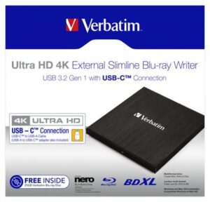Gyártó: <span class='dk-excerpt-value'>VERBATIM</span>
Katalóguskód: <span class='dk-excerpt-value'>504C</span> Blu-ray író, (külső meghajtó), 4K Ultra HD, USB 3.1 GEN 1 USB-C, VERBATIM "Slimline"