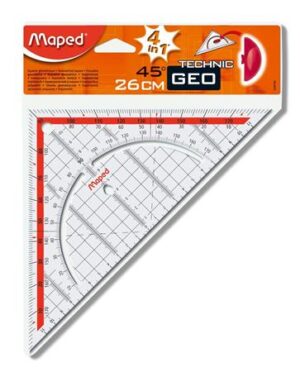 Gyártó: <span class='dk-excerpt-value'>MAPED</span> Háromszög vonalzó, műanyag, 45°, 26 cm, MAPED "GeoTechnic"
