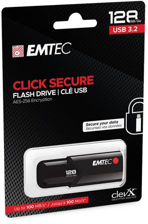 Pendrive, 128GB, USB 3.2, titkosított, EMTEC "B120 Click Secure" - Bécsi Irodaker