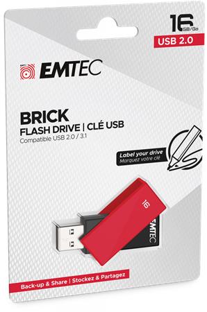 Pendrive, 16GB, USB 2.0, EMTEC "C350 Brick", piros - Bécsi Irodaker