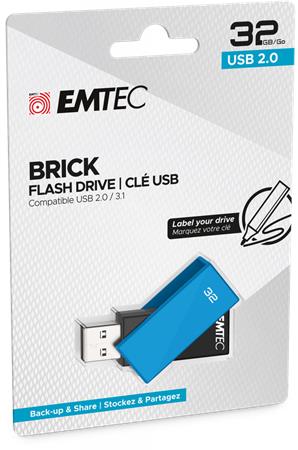 Pendrive, 32GB, USB 2.0, EMTEC "C350 Brick", kék - Bécsi Irodaker