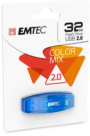 Pendrive, 32GB, USB 2.0, EMTEC "C410 Color", kék - Bécsi Irodaker