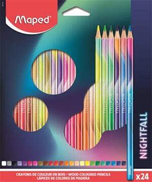 Gyártó: <span class='dk-excerpt-value'>MAPED</span>
Csomagolási egység: <span class='dk-excerpt-value'>24 db</span> Színes ceruza készlet, háromszögletű, MAPED "Nightfall", 24 különböző szín