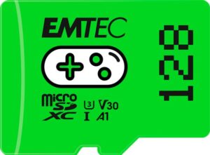 Gyártó: <span class='dk-excerpt-value'>EMTEC</span> Memóriakártya, microSD, 128GB, UHS-I/U3/V30/A1, EMTEC "Gaming"