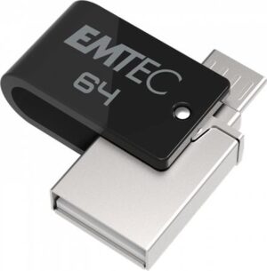Gyártó: <span class='dk-excerpt-value'>EMTEC</span> Pendrive, 64GB, USB 2.0, USB-A/microUSB, EMTEC "T260B Mobile&Go"