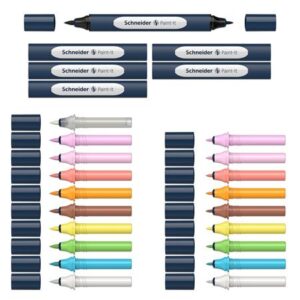 Gyártó: <span class='dk-excerpt-value'>SCHNEIDER</span>
Csomagolási egység: <span class='dk-excerpt-value'>27 db</span> Kétvégű marker készlet, 27 darabos, SCHNEIDER "Paint-It 040 Twin marker Set 2", 10 különböző szín