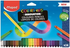 Gyártó: <span class='dk-excerpt-value'>MAPED</span>
Csomagolási egység: <span class='dk-excerpt-value'>24 db</span> Színes ceruza készlet, háromszögletű, MAPED "Color`Peps INFINITY", 24 különböző szín