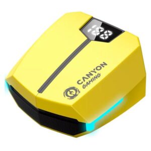 Gyártó: <span class='dk-excerpt-value'>CANYON</span> Fülhallgató, vezeték nélküli, Bluetooth 5.3, gaming, CANYON "DoubleBee GTWS-2", sárga