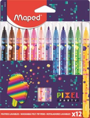 Gyártó: <span class='dk-excerpt-value'>MAPED</span>
Csomagolási egység: <span class='dk-excerpt-value'>12 db</span> Filctoll készlet, 2,8 mm, kimosható, MAPED "Pixel Party", 12 különböző szín
