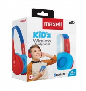Gyártó: <span class='dk-excerpt-value'>MAXELL</span> Fejhallgató, gyerek méret, vezeték nélküli, Bluetooth, mikrofonnal, MAXELL "HP-BT350", kék-piros