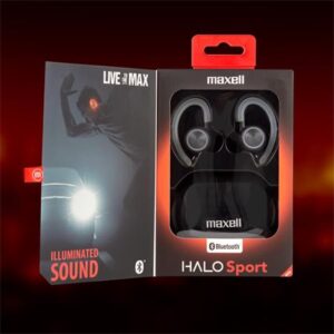 Gyártó: <span class='dk-excerpt-value'>MAXELL</span> Fülhallgató, vezeték nélküli, Bluetooth, mikrofonnal, LED-es fülhallgató, MAXELL "Halo Sport", fekete