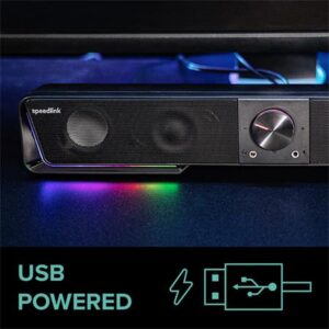 Gyártó: <span class='dk-excerpt-value'>SPEEDLINK</span> Hangszóró, 12W, 2x3.5 mm jack + USB-A, SPEEDLINK "GRAVITY RGB Stereo Soundbar", fekete