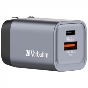 Gyártó: <span class='dk-excerpt-value'>VERBATIM</span> Hálózati töltő, 1xUSB-C PD (35W), USB-A QC 3.0, EU/UK/US, GaN, VERBATIM