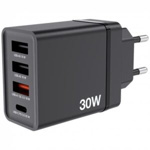 Gyártó: <span class='dk-excerpt-value'>VERBATIM</span> Hálózati töltő, 1xUSB-C PD (20W), USB-A QC 3.0, 2xUSB-A (10W), VERBATIM, fekete