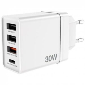 Gyártó: <span class='dk-excerpt-value'>VERBATIM</span> Hálózati töltő, 1xUSB-C PD (20W), USB-A QC 3.0, 2xUSB-A (10W), VERBATIM, fehér