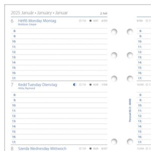 Gyártó: <span class='dk-excerpt-value'>FILOFAX</span>
Csomagolási egység: <span class='dk-excerpt-value'>68 lap</span> Kalendárium betét, tervező, Filofaxhoz, personal méret, heti, 1 hét/2 oldal, 2025