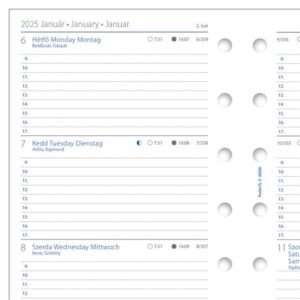 Gyártó: <span class='dk-excerpt-value'>FILOFAX</span>
Csomagolási egység: <span class='dk-excerpt-value'>68 lap</span> Kalendárium betét, tervező Filofaxhoz, A5, heti, 1 hét/2 oldal, 2025