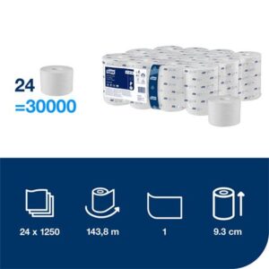 Gyártó: <span class='dk-excerpt-value'>TORK</span>
Csomagolási egység: <span class='dk-excerpt-value'>24 tek</span> Toalettpapír, belsőmag nélküli, T7 rendszer, 1 rétegű, 13,1 cm átmérő, Universal, TORK "OptiServe", fehér