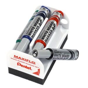 Gyártó: <span class='dk-excerpt-value'>PENTEL</span>
Csomagolási egység: <span class='dk-excerpt-value'>4 db</span> Táblamarker készlet, 6 mm, kúpos hegy, PENTEL "Maxiflo", 4 különböző szín