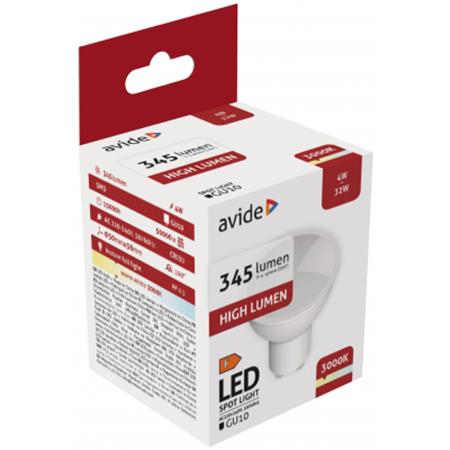 LED izzó, GU10 spot, 4W, 345lm, 3000K, AVIDE - Image 2