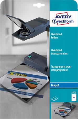 Fólia, írásvetítőhöz, A4, tintasurgaras nyomtatóba, AVERY ZWECKFORM