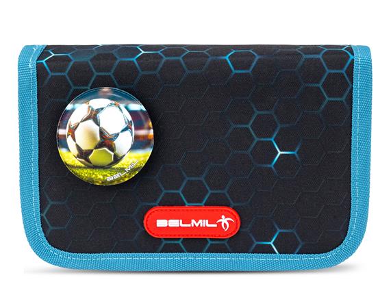 Tolltartó, klapnis, cipzáras, BELMIL "Kick the Ball", fekete- kék, foci