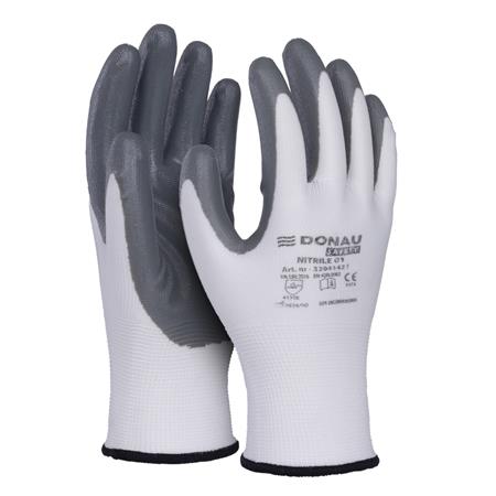 Szerelőkesztyű, nitril, DONAU "Safety 01", 10/XL méret, szürke